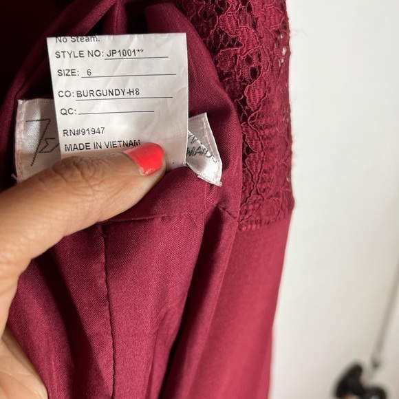 Jenny Packham Bridesmaid Dress JP1001 Burgundy - Picture 6 of 10